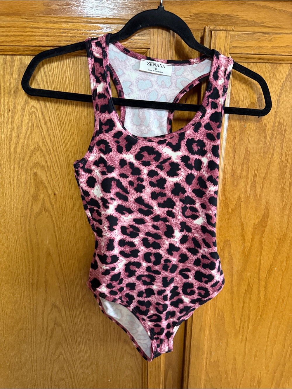 ZENANA Pink Leopard Print Sleeveless Bodysuit